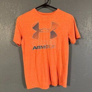 Youth Under Armour Orange with Navy logo Tee-Shirt Size 10/12(m)